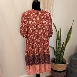 Knox Rose Floral Dress in Red and Pink